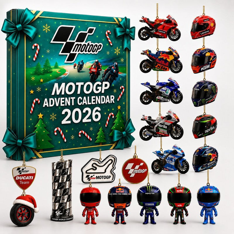 Calendario de Adviento de MotoGP 2026 - 24 compartimentos sorpresa con adornos de motocicletas