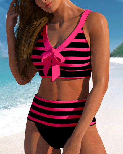 Bikini de rayas de cintura alta