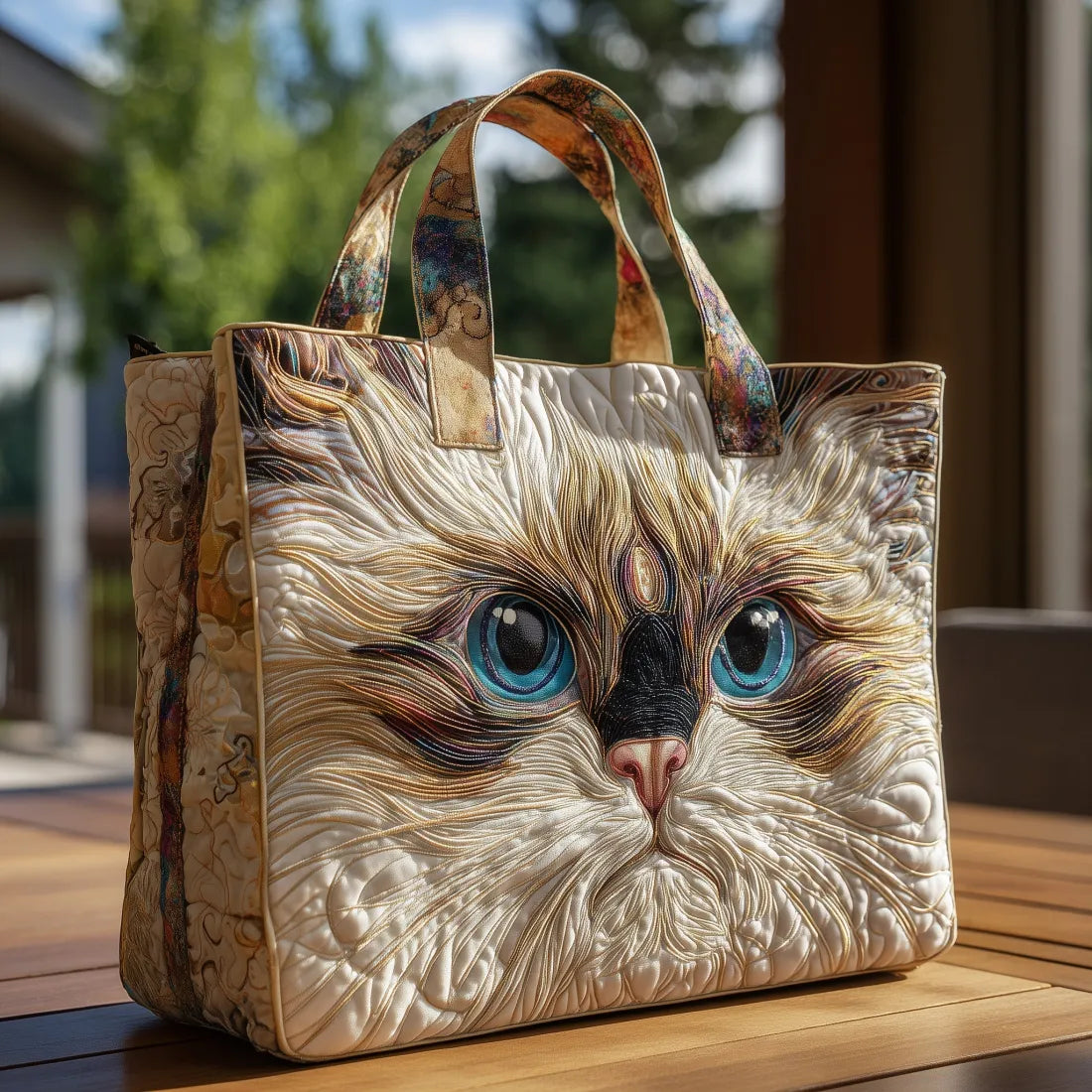 Bolsa Artesanal – Gato Blanco de Ojos Azules