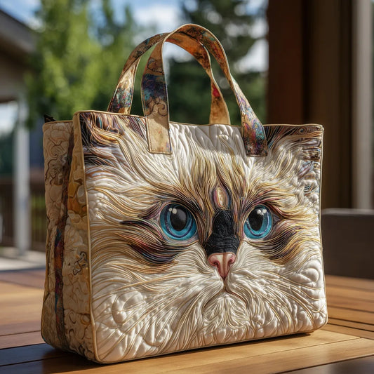 Bolsa Artesanal – Gato Blanco de Ojos Azules