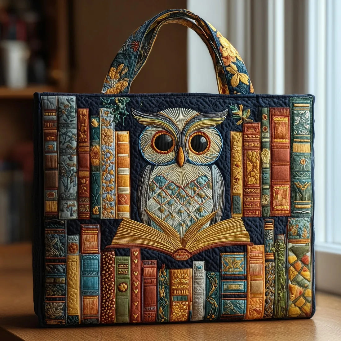 Bolsa Artesanal – Búho y Libros Antiguos