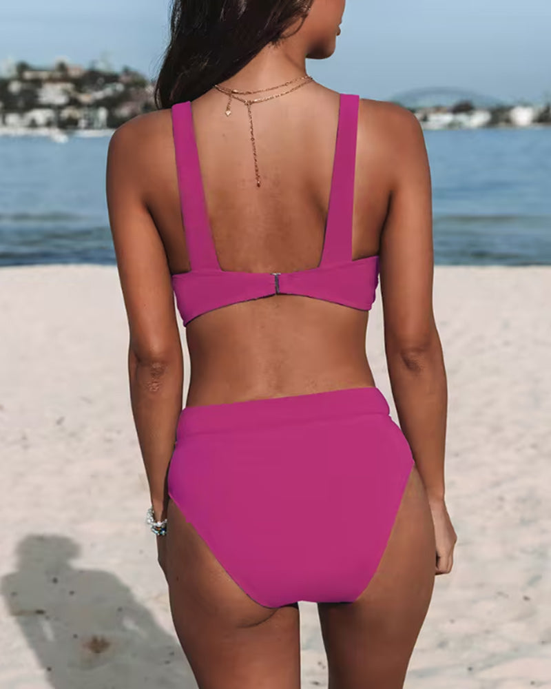 Traje de baño de cintura alta liso