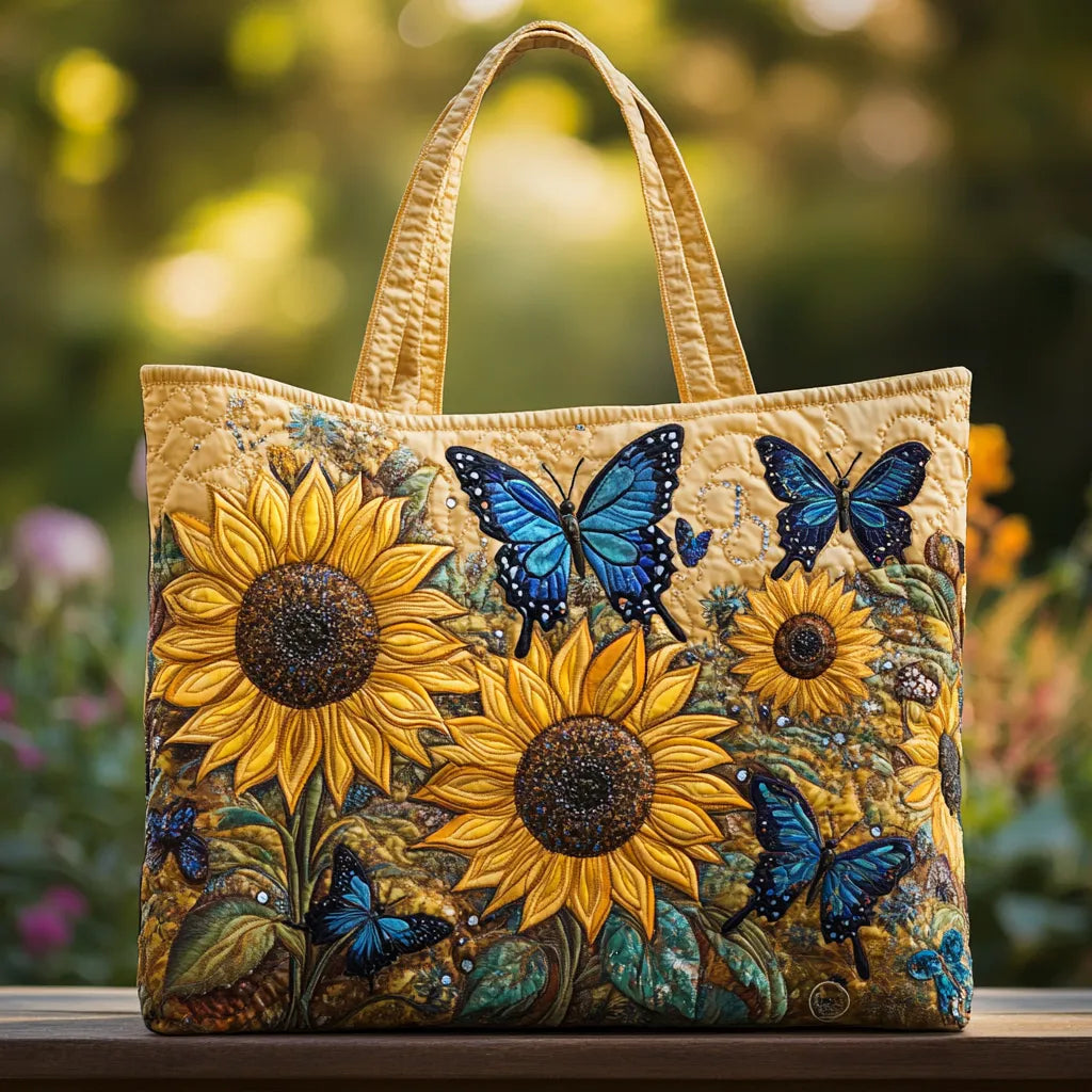 Bolsa Artesanal – Girasoles y Mariposas Azules