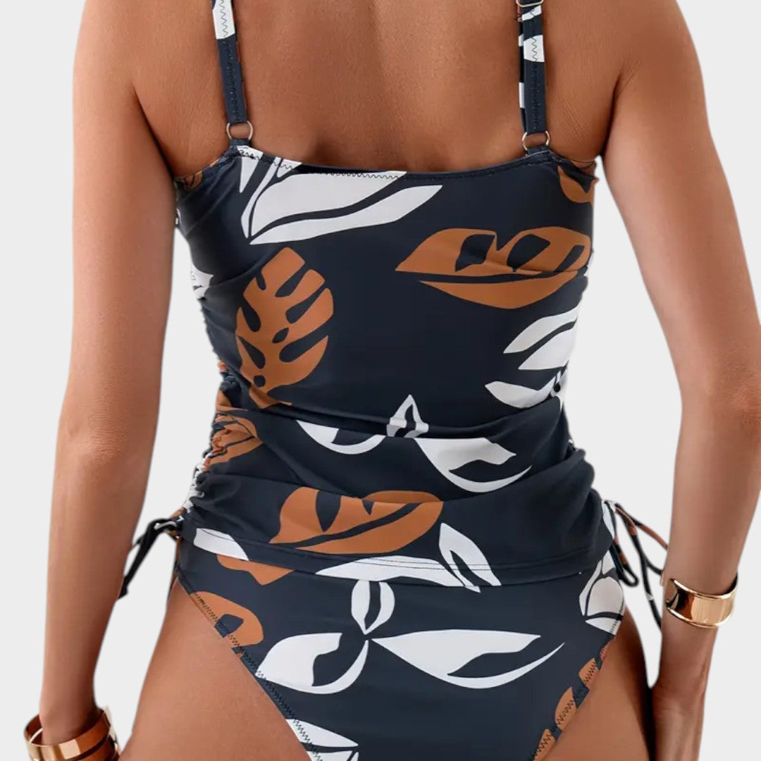 Bikini con estampado tropical de hojas