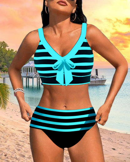 Bikini de rayas de cintura alta