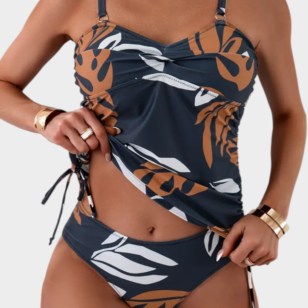Bikini con estampado tropical de hojas