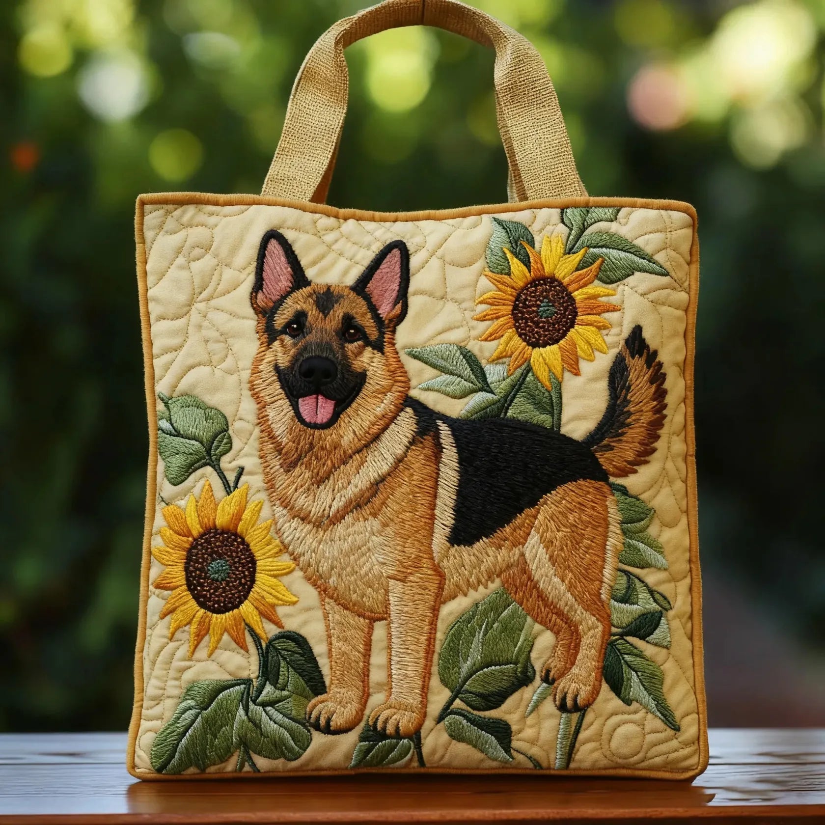 Bolsa Artesanal – Pastor Alemán Floral