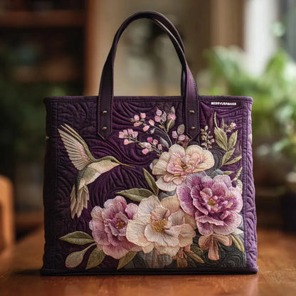 Bolsa Artesanal Acolchada – Colibríes y Orquídeas