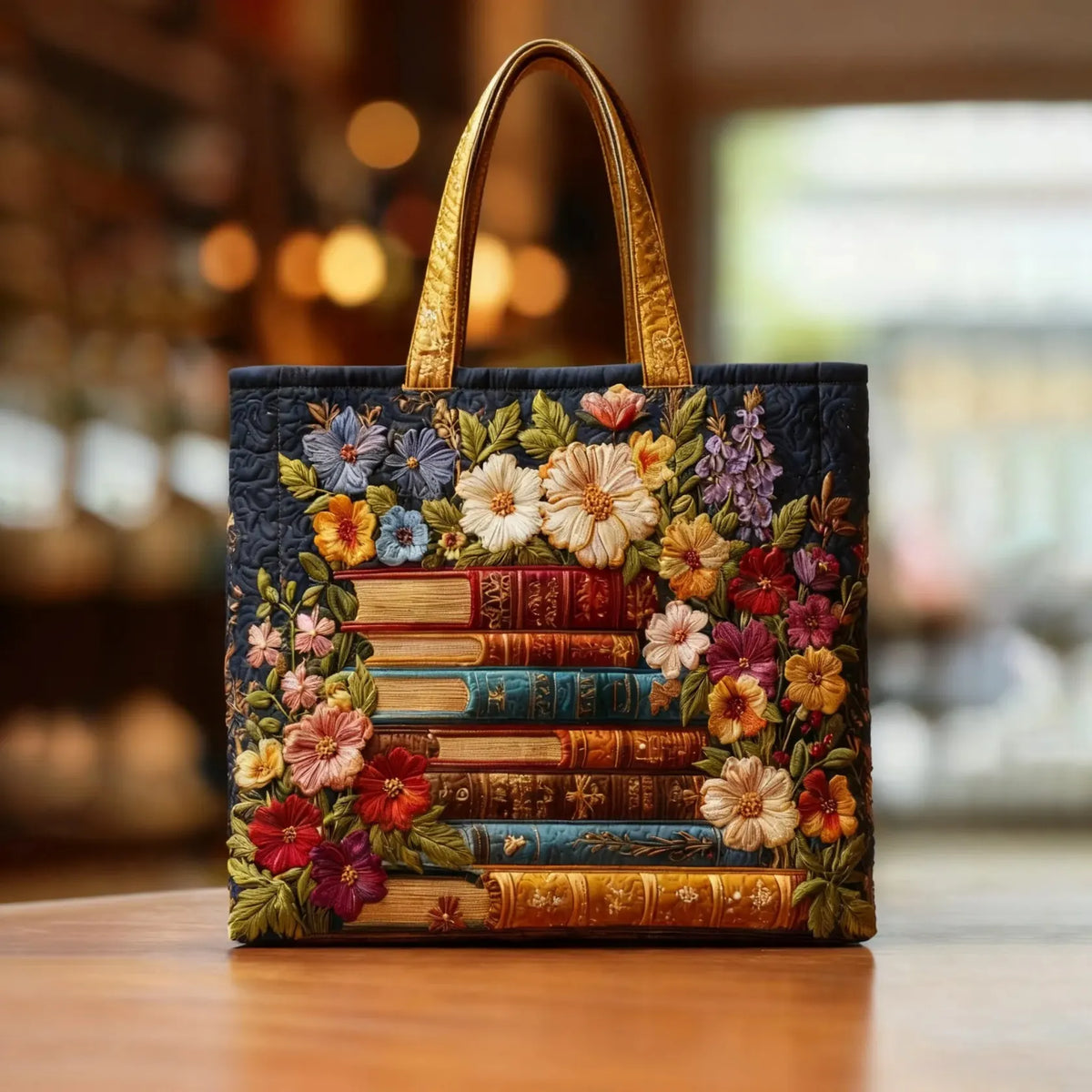 Bolsa Artesanal – Flores y Libros