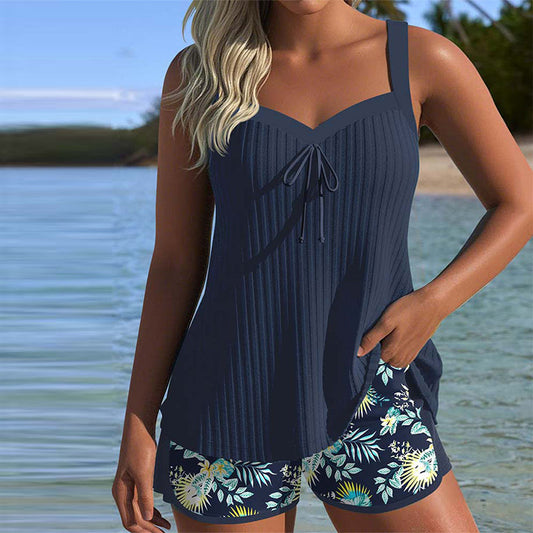 Tankini a rayas con braguita de dos piezas