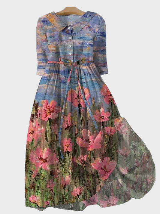 Vestido con Estampado Impresionista