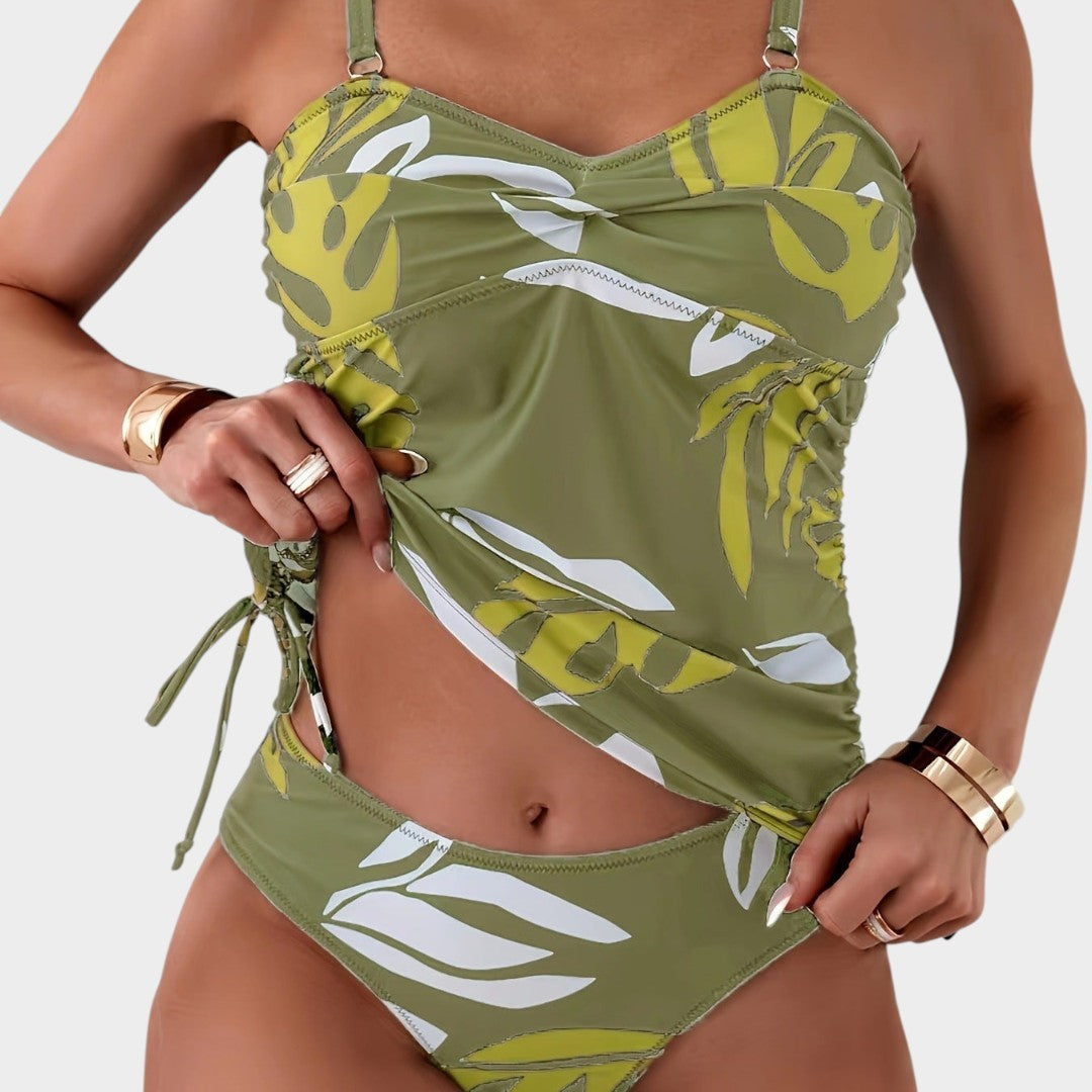 Bikini con estampado tropical de hojas