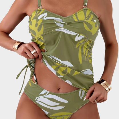 Bikini con estampado tropical de hojas