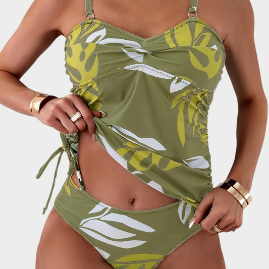 Bikini con estampado tropical de hojas
