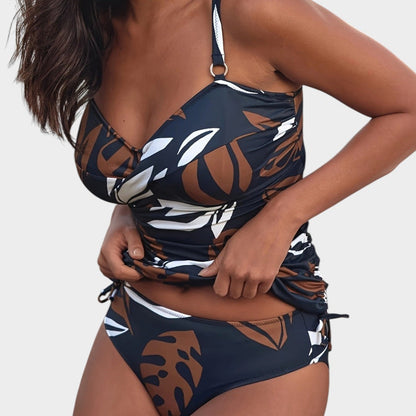Bikini con estampado tropical de hojas