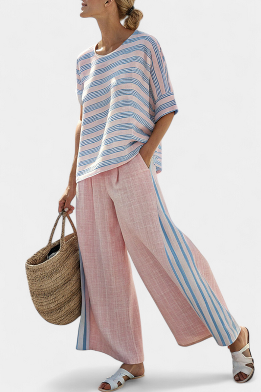 Conjunto De Lino Bambú Rosa