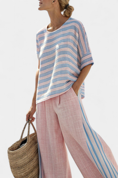 Conjunto De Lino Bambú Rosa