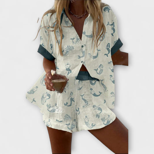 Conjunto Jalira Estampado Sirena Ligero Transpirable