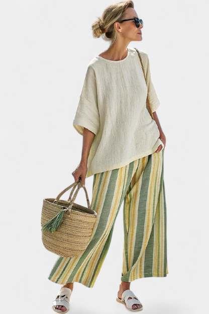 Conjunto De Lino Bambú Aceituna