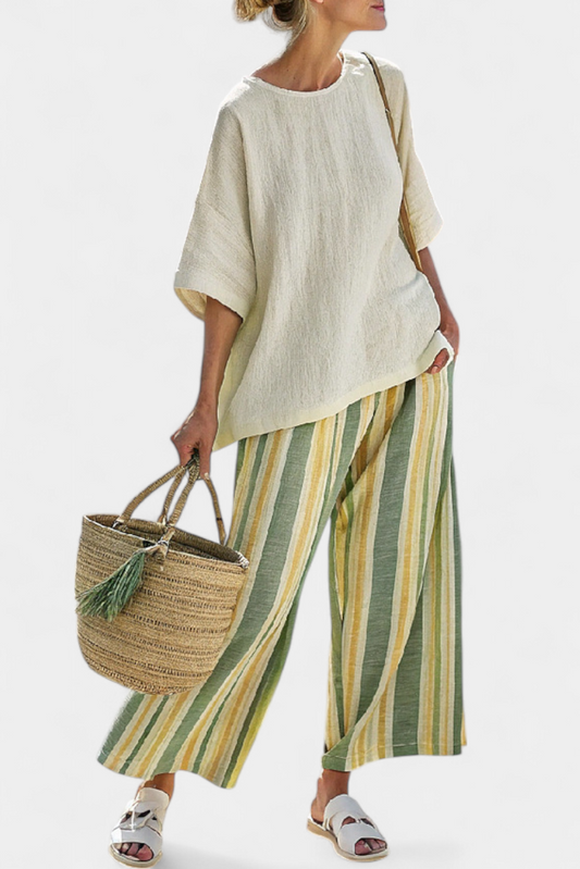 Conjunto De Lino Bambú Aceituna