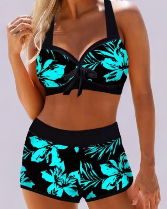 Bañador de cintura alta con estampado floral