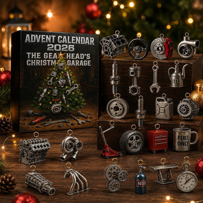 Calendario de Adviento - 24 puertas con temática de piezas automotrices y garaje