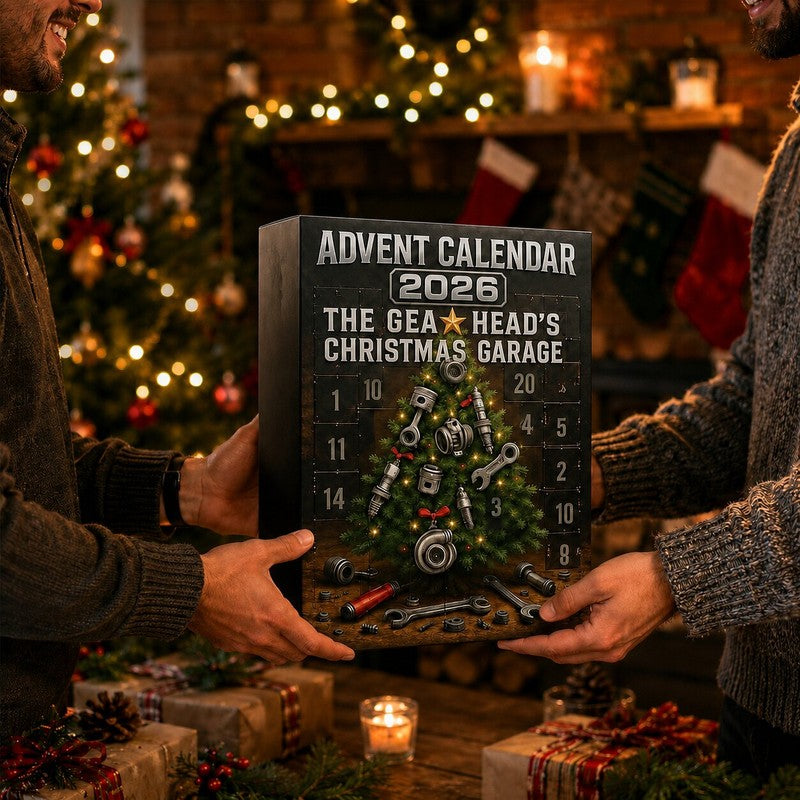 Calendario de Adviento - 24 puertas con temática de piezas automotrices y garaje
