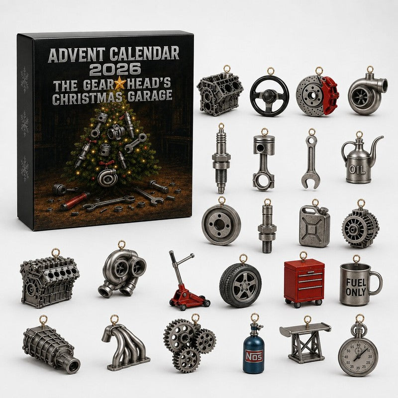 Calendario de Adviento - 24 puertas con temática de piezas automotrices y garaje