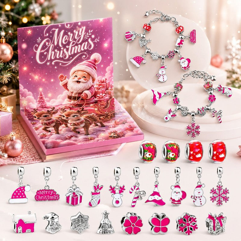 Kit para hacer pulseras del calendario de Adviento - set de manualidades navideñas de cuenta regresiva con 24 compartimentos