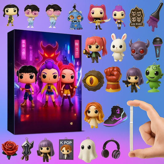Calendario de Adviento de anime y K-Pop con minifiguras y colgantes decorativos
