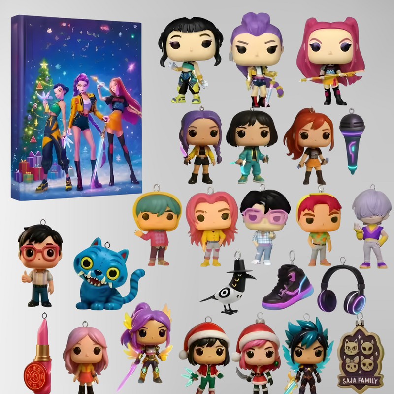 Calendario de Adviento de anime y K-Pop con minifiguras y colgantes decorativos