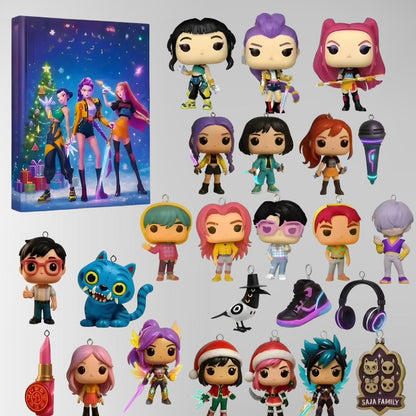 Calendario de Adviento de anime y K-Pop con minifiguras y colgantes decorativos
