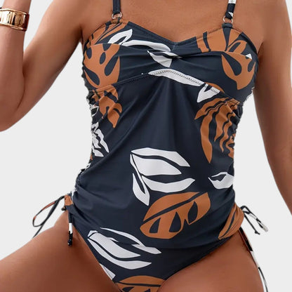 Bikini con estampado tropical de hojas