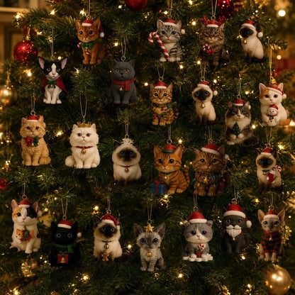 Calendario de Adviento para gatos - cuenta regresiva de 24 compartimentos con adornos de gatos