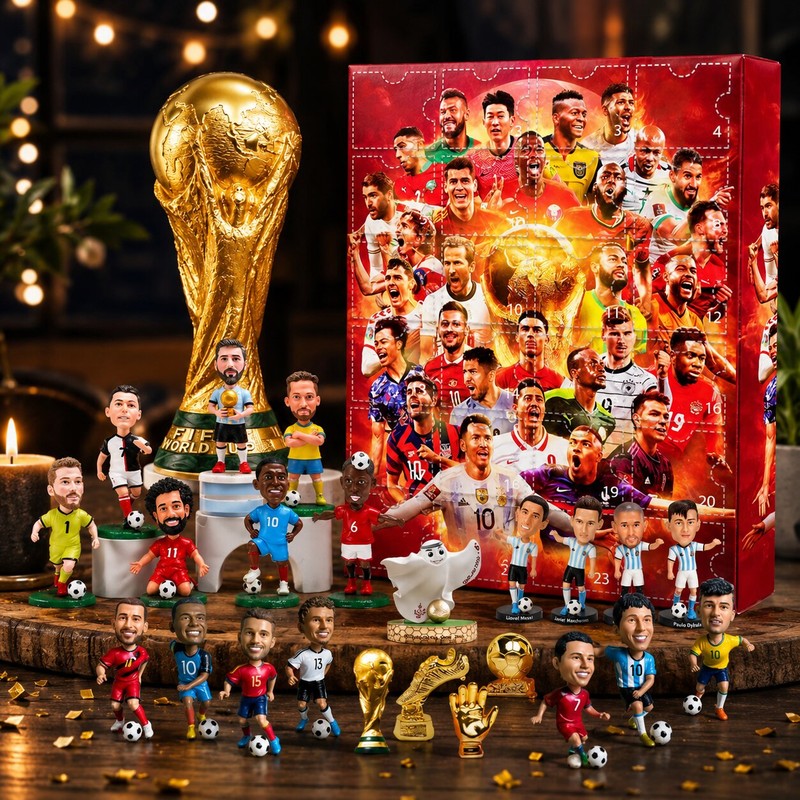Calendario de Adviento de fútbol - Caja de cuenta regresiva con 24 puertas