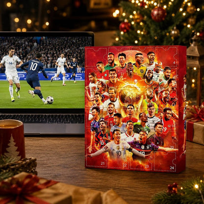 Calendario de Adviento de fútbol - Caja de cuenta regresiva con 24 puertas