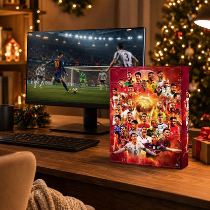 Calendario de Adviento de fútbol - Caja de cuenta regresiva con 24 puertas