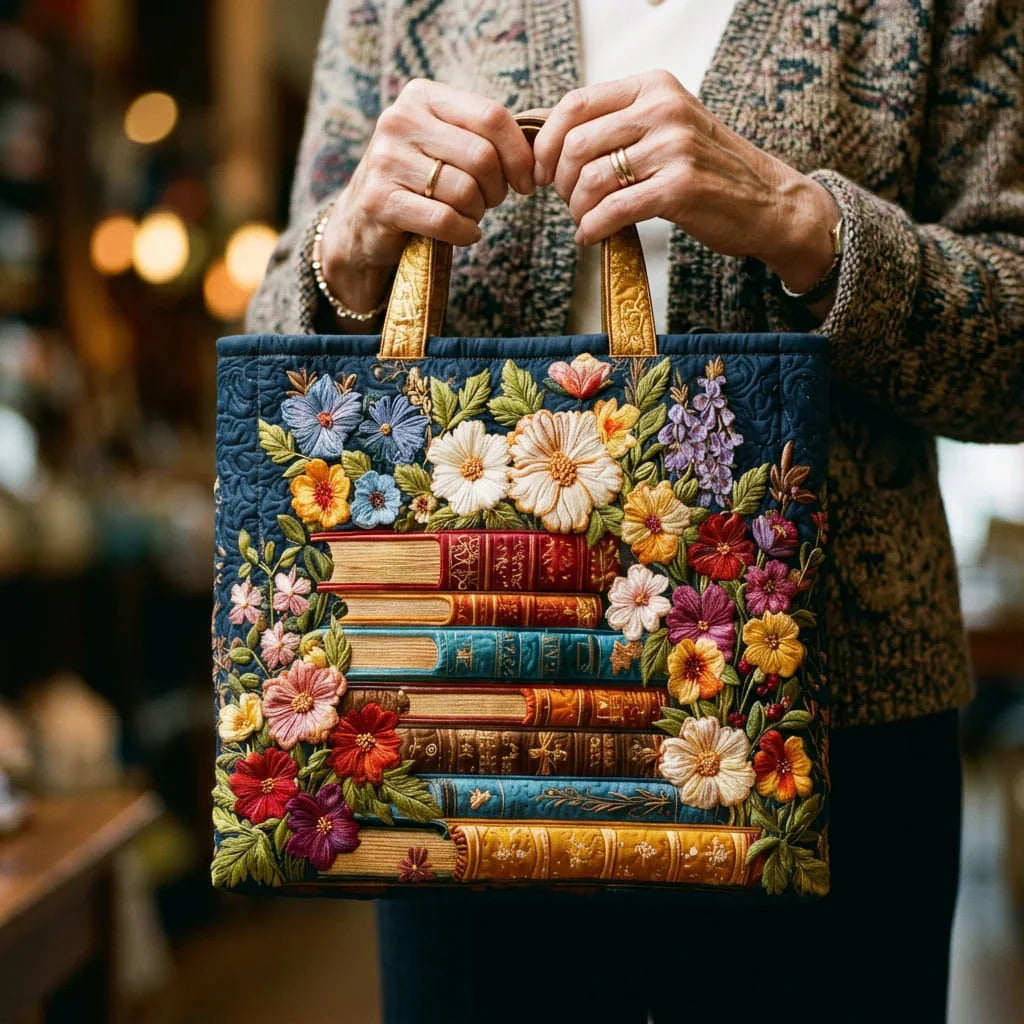 Bolsa Artesanal – Flores y Libros