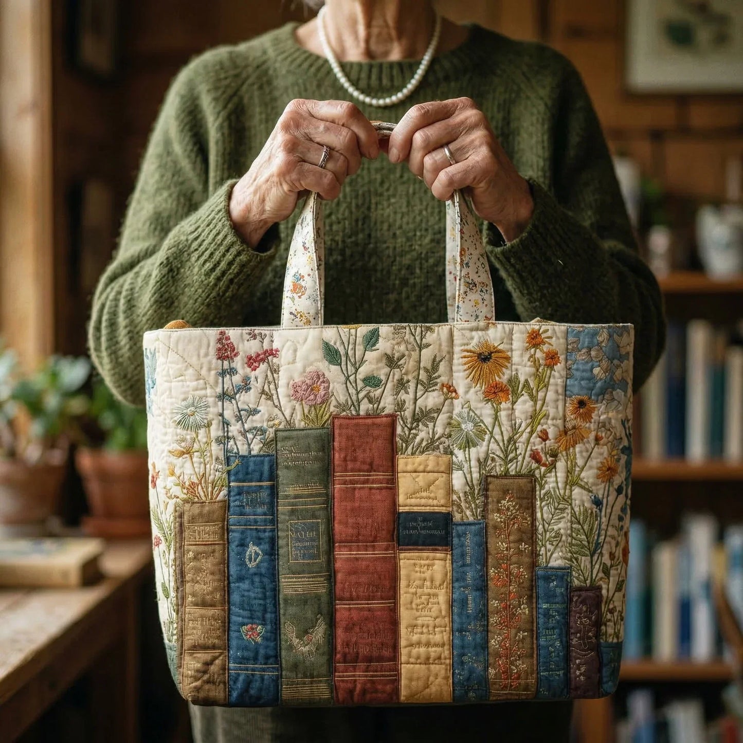 Bolsa Artesanal Acolchada – Libros y Flores