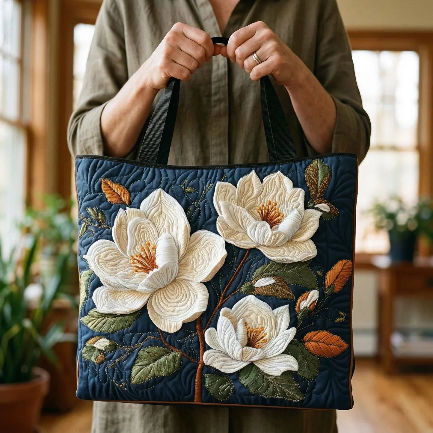 Bolsa Artesanal Acolchada – Magnolia Delicada