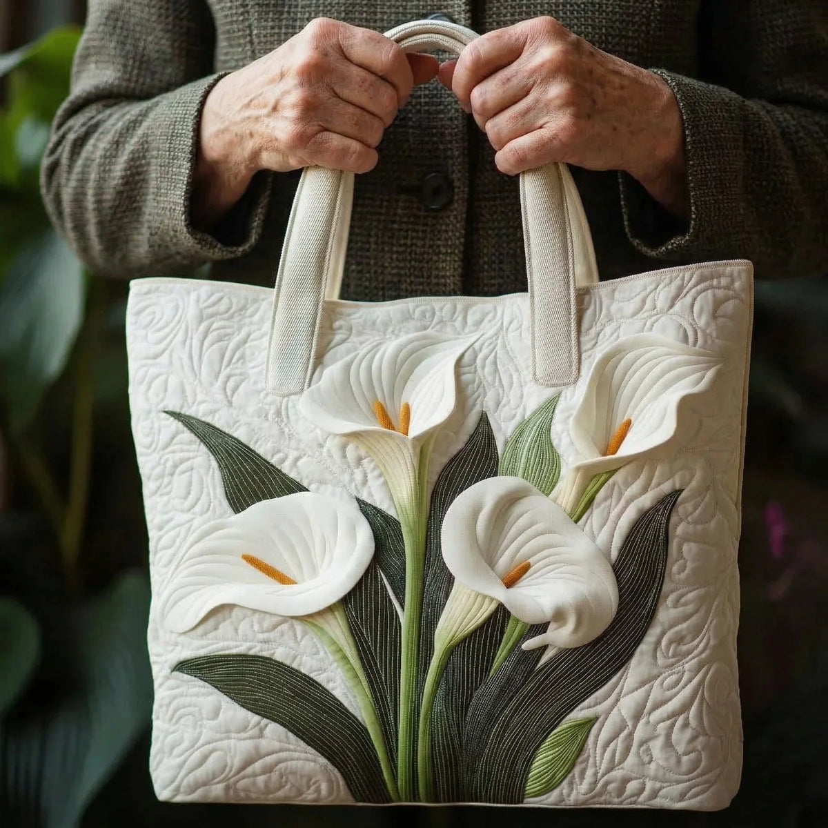 Bolsa Artesanal Acolchada – Alcatraces Blancos