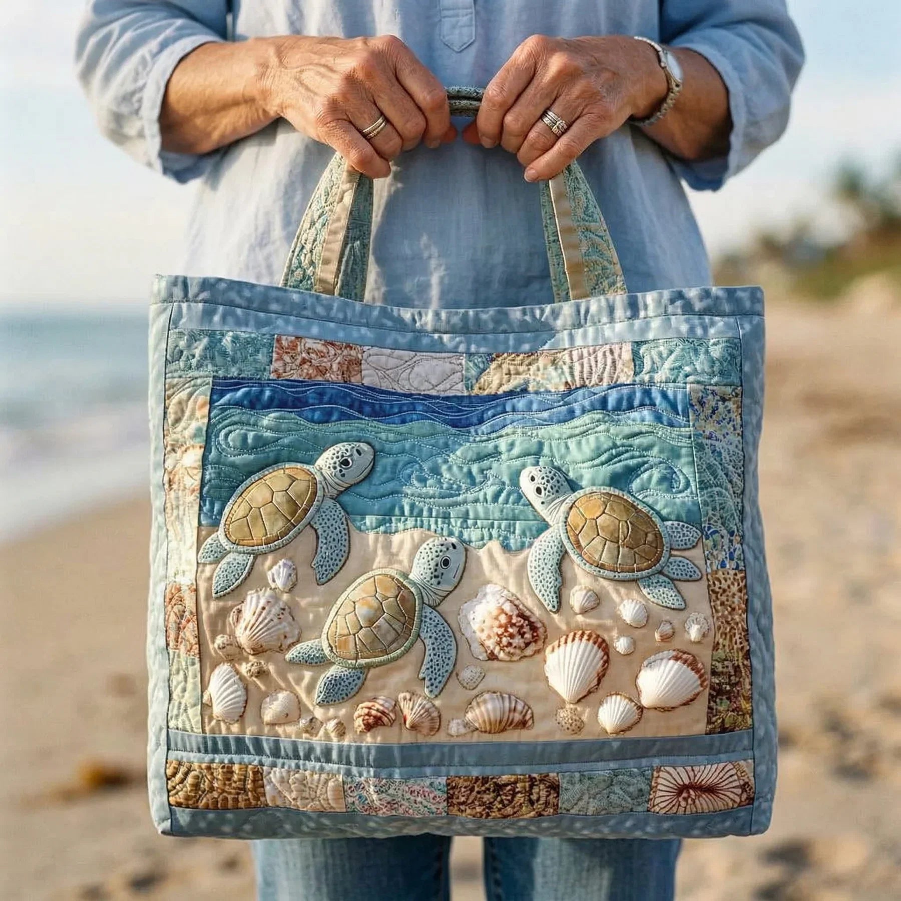 Bolsa Artesanal Acolchada – Tortugas Marinas