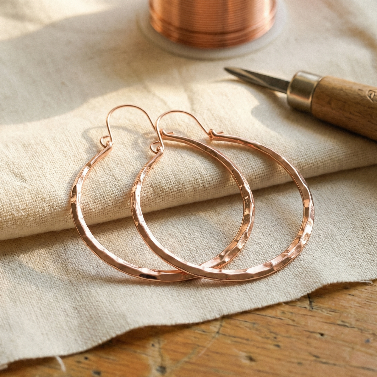 Aretes de cobre Sauce