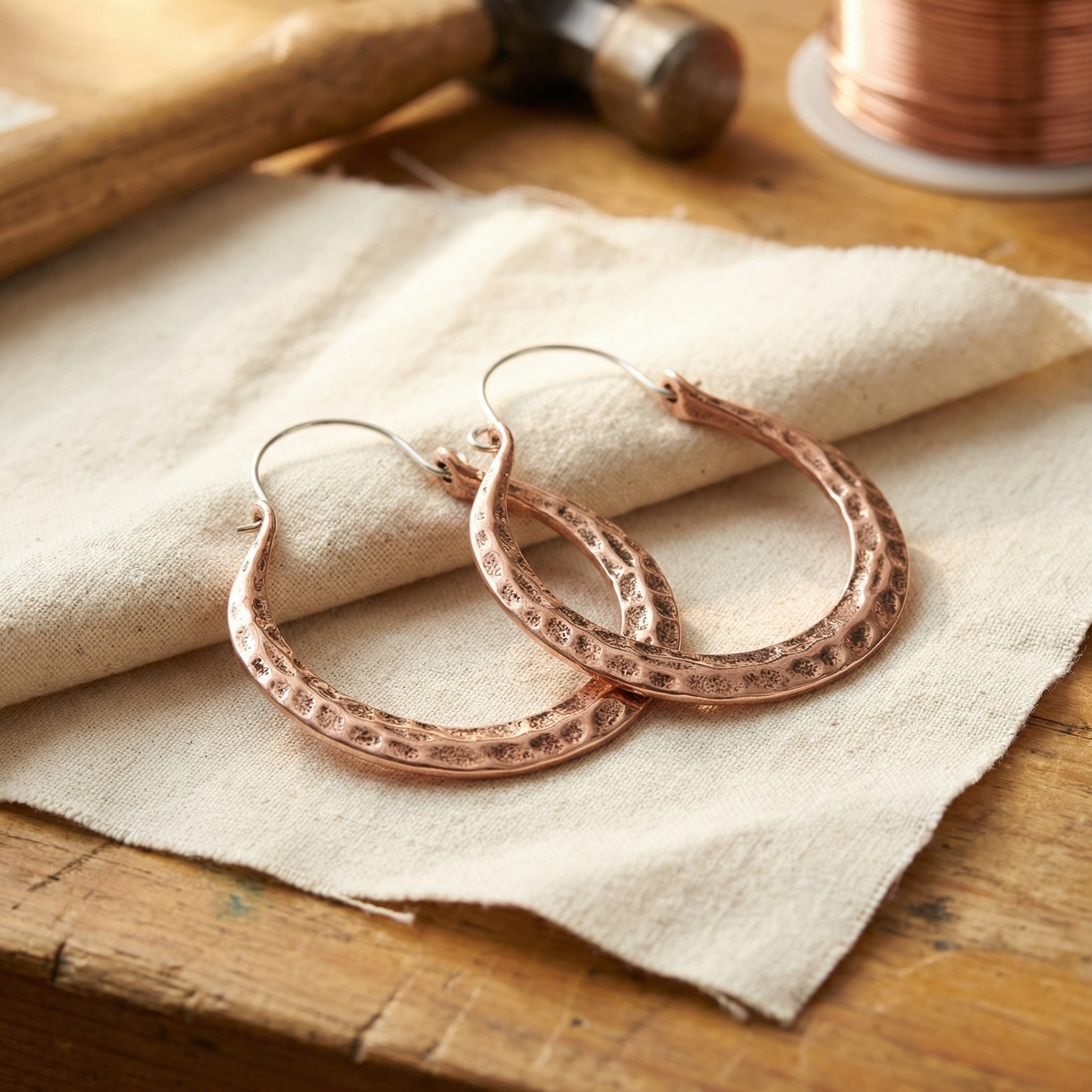 Aretes de alambre de cobre Hilo