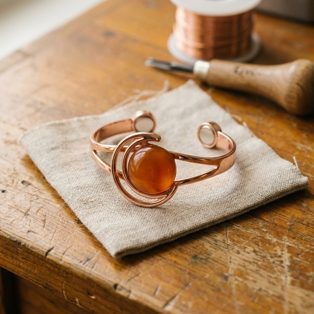 Pulsera de cobre ámbar Esfera