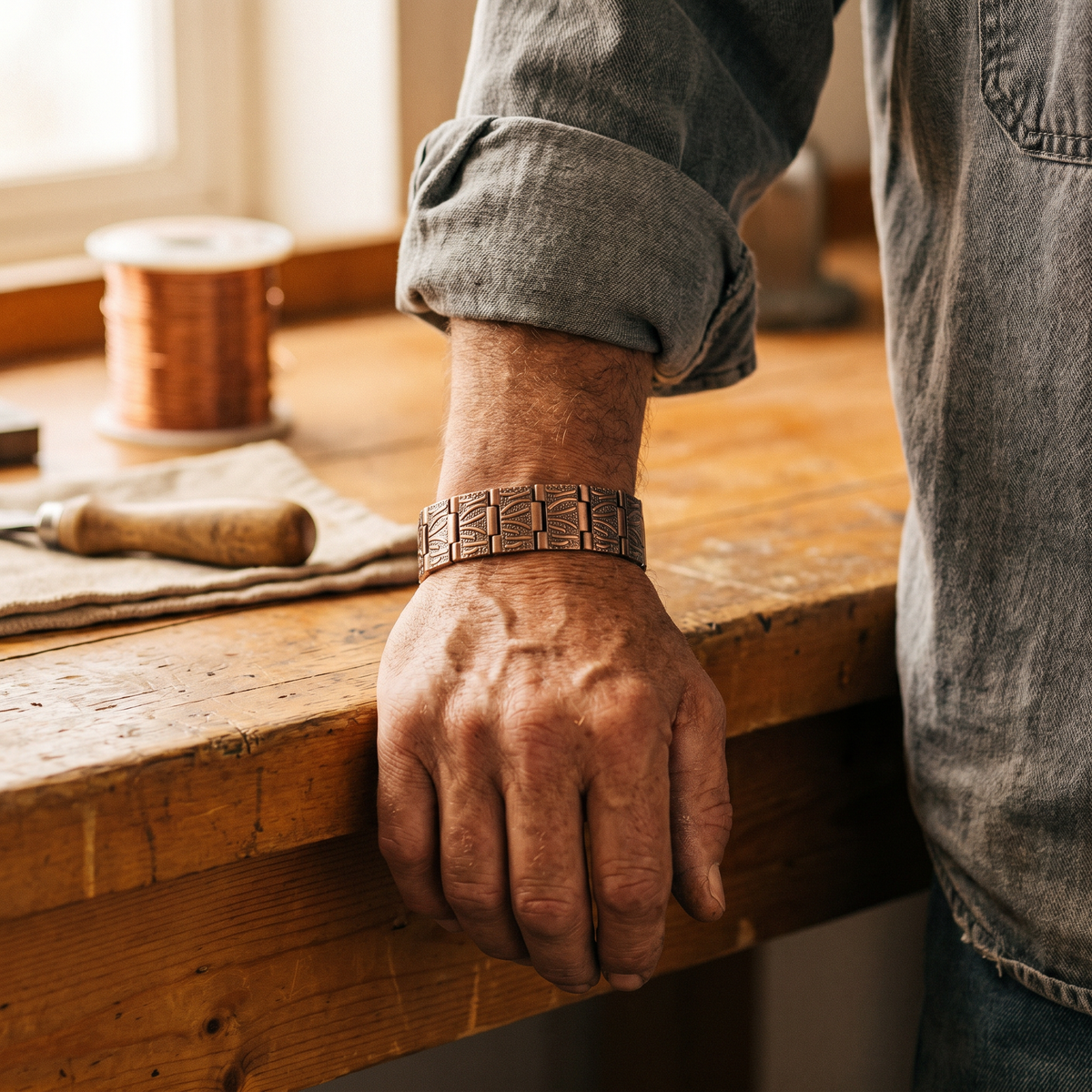 Pulsera de cobre para hombre Arenisca