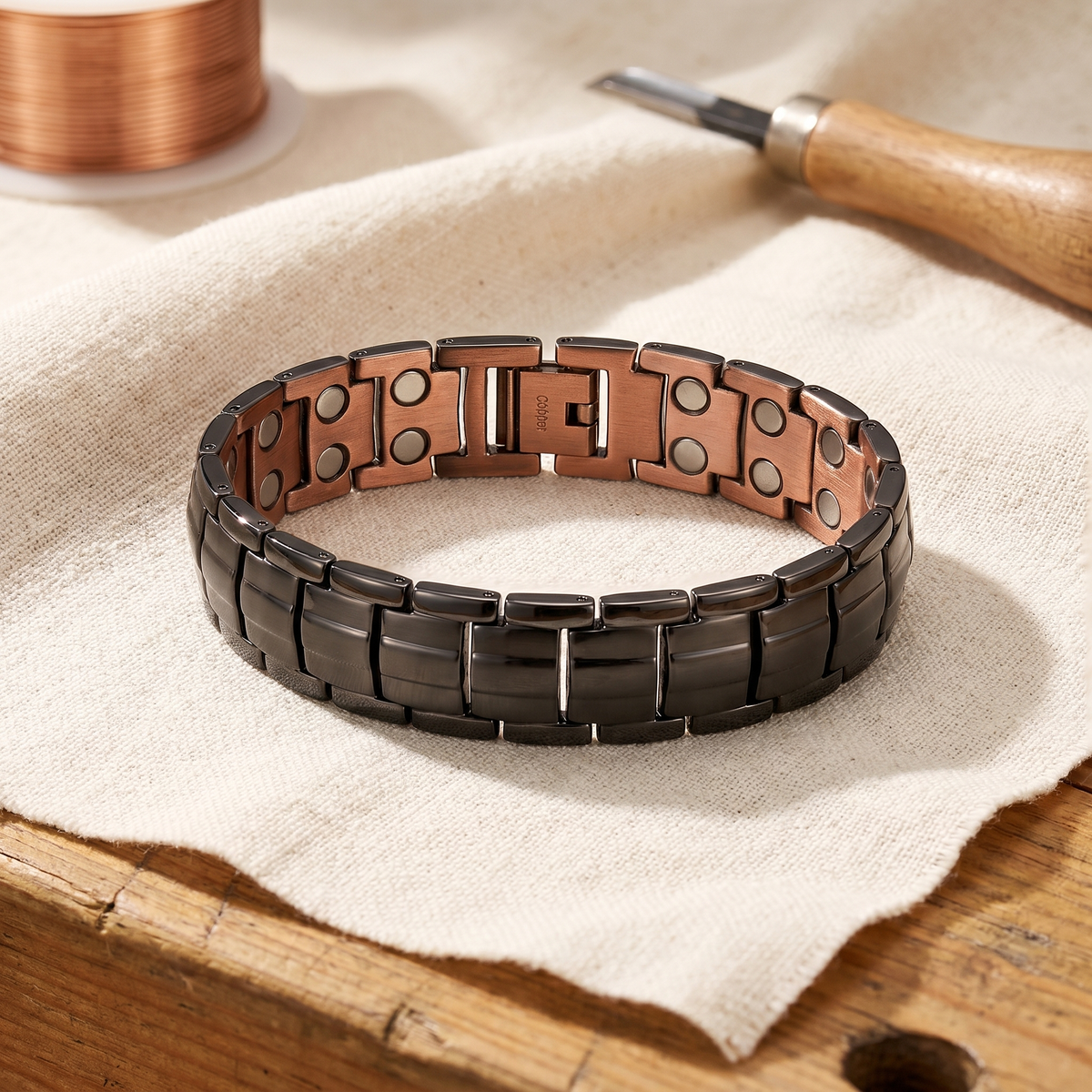 Pulsera de cobre para hombre Ocre