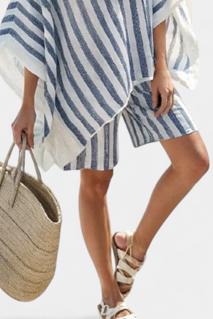 Conjunto Rayado Blusa y Pantalones Cortos