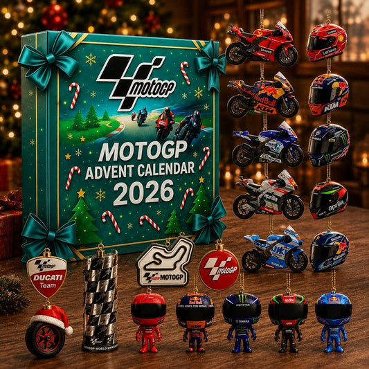 Calendario de Adviento de MotoGP 2026 - 24 compartimentos sorpresa con adornos de motocicletas