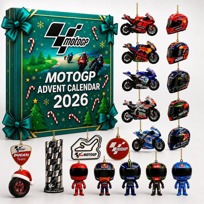 Calendario de Adviento de MotoGP 2026 - 24 compartimentos sorpresa con adornos de motocicletas